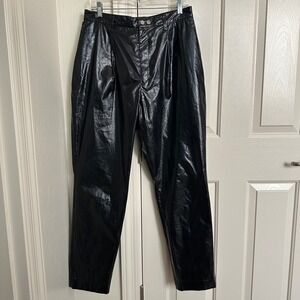 AKIRA NAKA Black Coated Pleated Tack Trousers – Made in Japan – Waist 30"